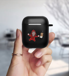 Money Heist Matte Black Cover For Apple airpods