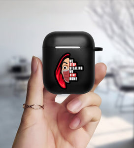 Money Heist Matte Black Cover For Apple airpods