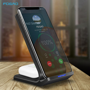 Quick Charge Dock Station 2 in 1 Wireless Charger Stand For iPhone